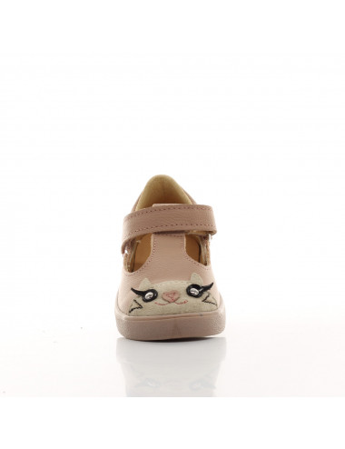 Mrugala Tola with Cat - Pink Children's Ballerinas in Natural Leather
