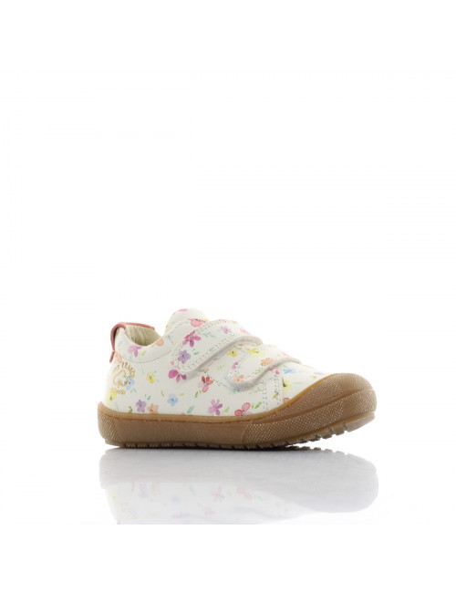 Primigi White Flower Sneakers for Kids - Natural Leather and Comfo