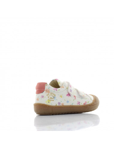 Primigi White Flower Sneakers for Kids - Natural Leather and Comfo