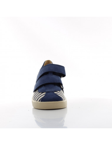 Mrugala PIKO Indigo Mare - Blue and White Children's Leather Sneakers.