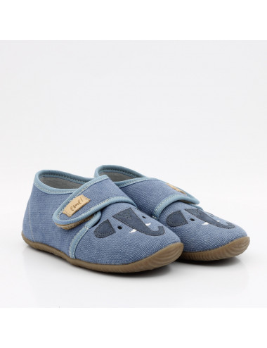 Emel Barefoot Blue Slippers with Elephant Motif - Antibacterial