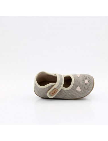 Emel Barefoot Scented Slippers - Grey with Cat Motif, Antibacterial
