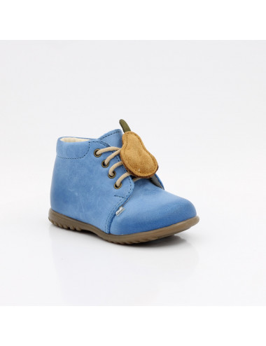 Emel Roczki Denver - Niebieskie Skórzane Buty dla Dzieci z Sznurówkami