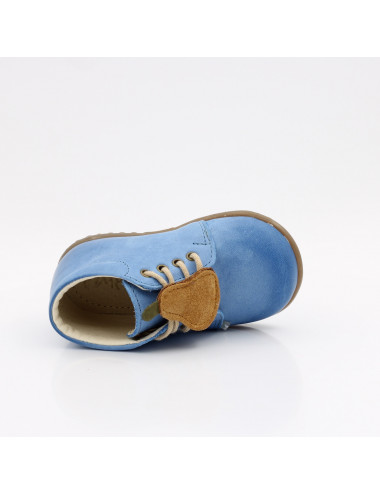 Emel Roczki Denver - Niebieskie Skórzane Buty dla Dzieci z Sznurówkami