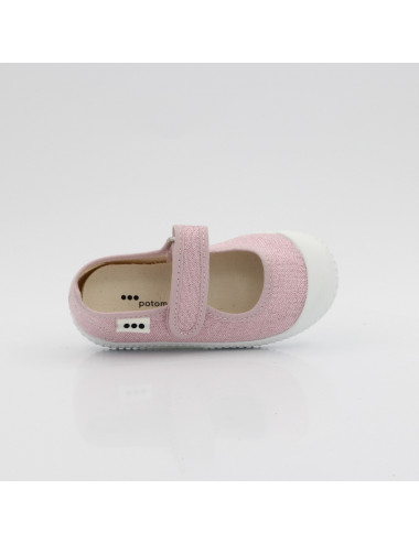Pink ballerinas with rubber nose, organic cotton