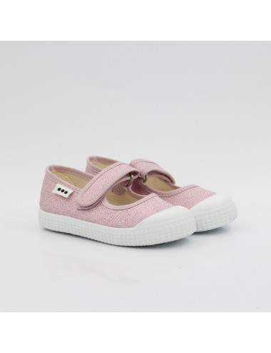 Pink ballerinas with rubber nose, organic cotton