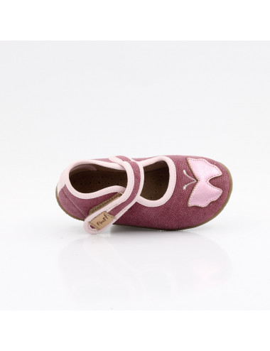 Emel elastic girls' slippers dark pink with butterfly EK 4000C-2