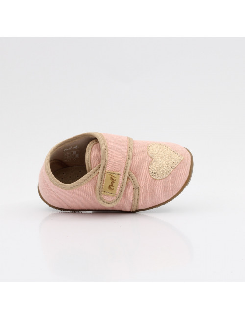 Emel elastic children's slippers light pink with heart EK 5000A-24